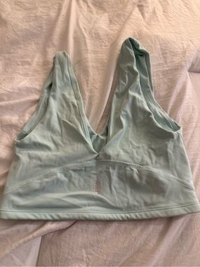 Free People Light Mint Green V-Neck Sports Bra